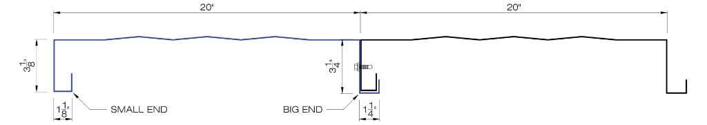 Two self-framing panels nested together, the small end of one seated inside the big end of the next and fastened with a screw